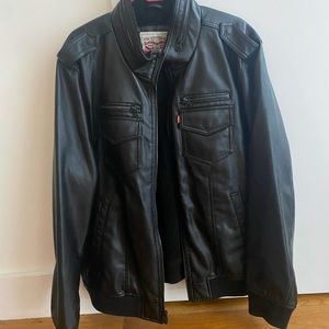 Oversize Black Biker Fleece Lined Jacket